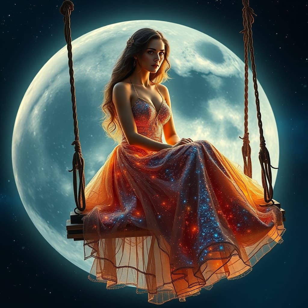 Stardust Dress on Moon Swing: Fantasy Concept Art