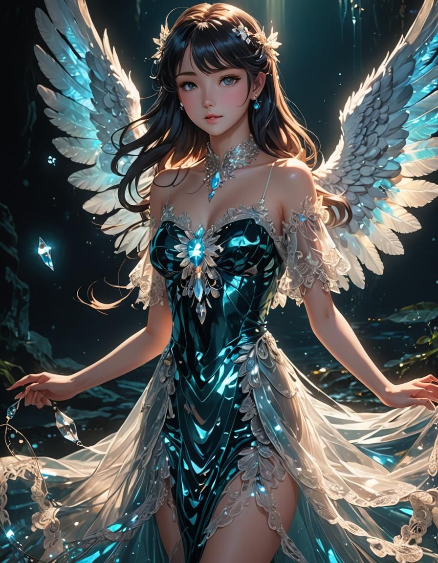 Glowing Angel in Anime Style, Cel-Shaded Rendering