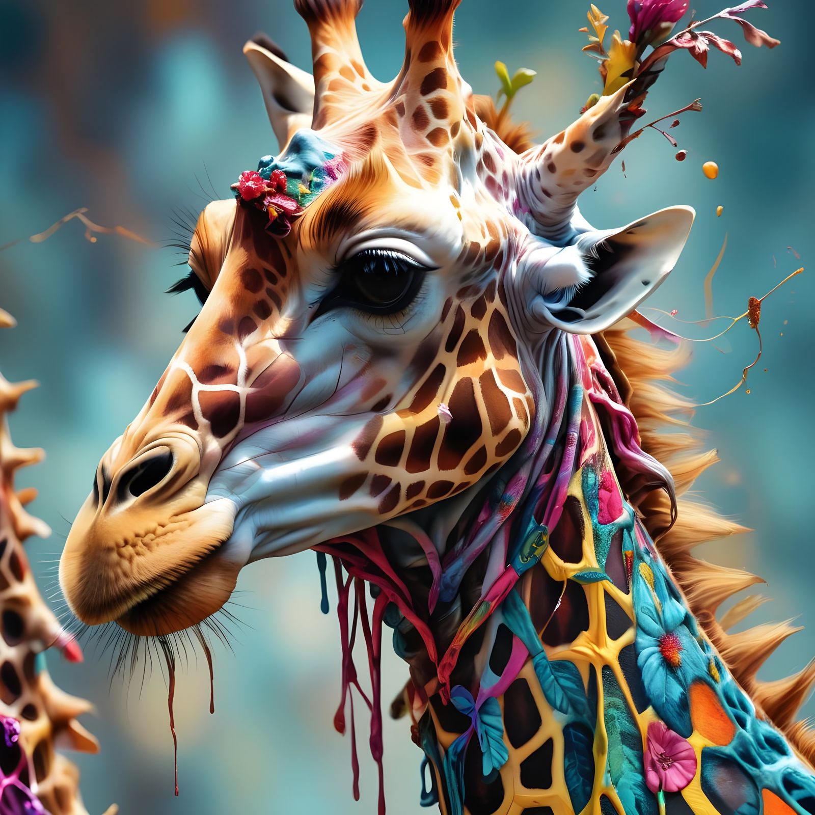 Surreal Fantasy Giraffe: Close-Up Photography