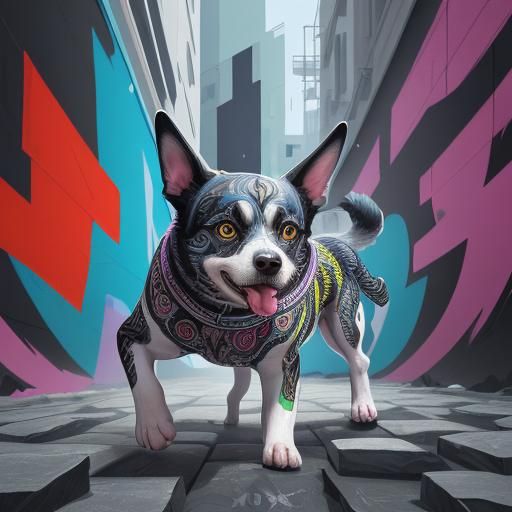 Slate Stone Dog: Intricate Vector Art Illustration