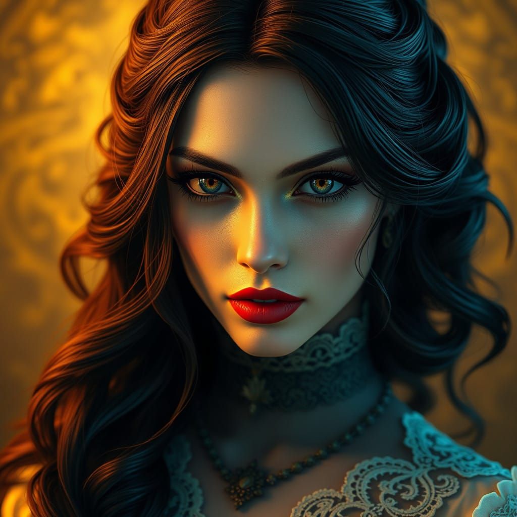 Regal Victorian Beauty in Golden Light