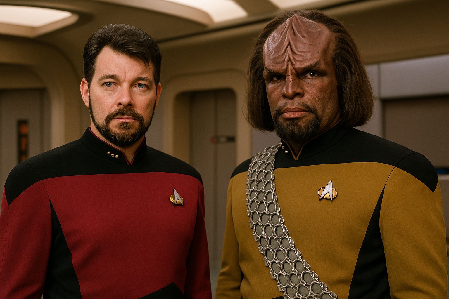 Commander Riker and Worf from Star Trek: The Next Generation