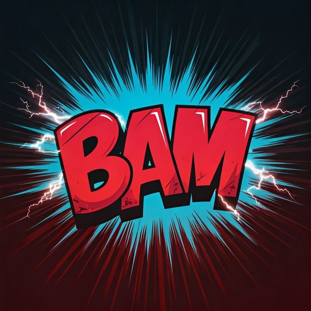 Dynamic Comic Book “Bam” in Graffiti Style
