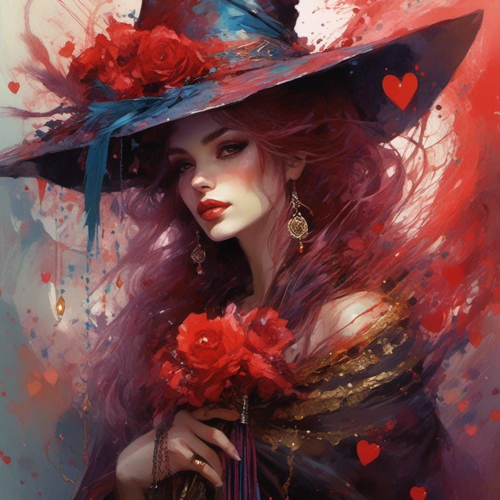 Lesbian Witch with Labrys in Deep Color Illustration