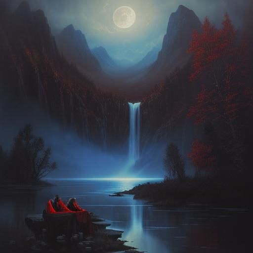 Vampire Royalty at Bloody Feast as Dark Romanticism Painting