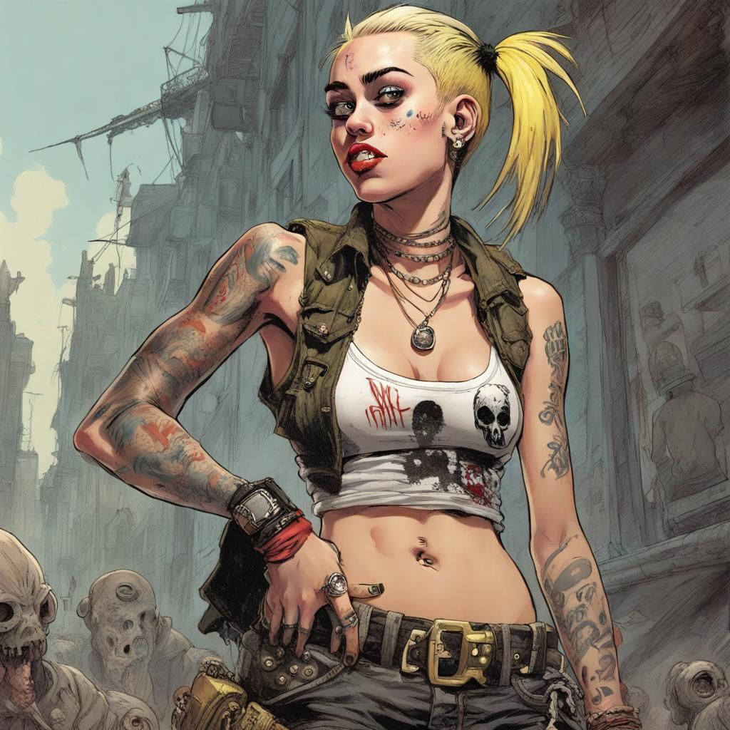 Miley Cyrus as Tank Girl in Horror Style