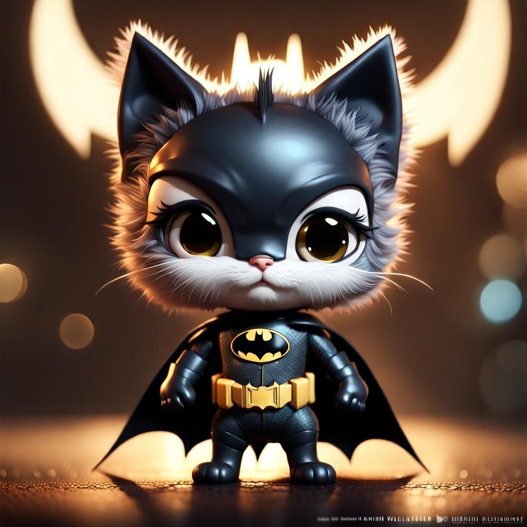 Furry Batman Cat in Maximalist Digital Art