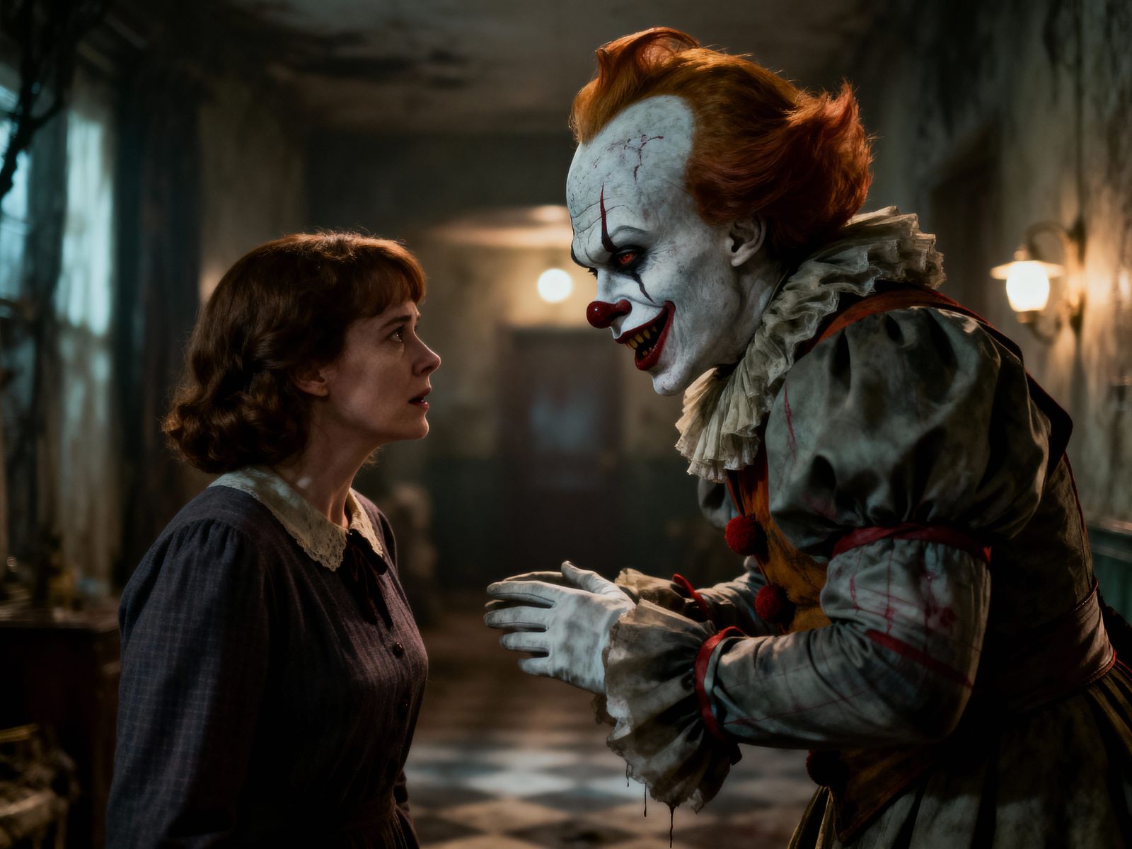 Pennywise Meets Mrs Pennywise in Realistic Horror Photo