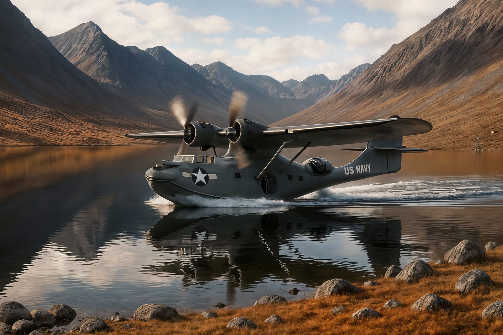 WWII PBY Catalina Lands on Alaskan Lake