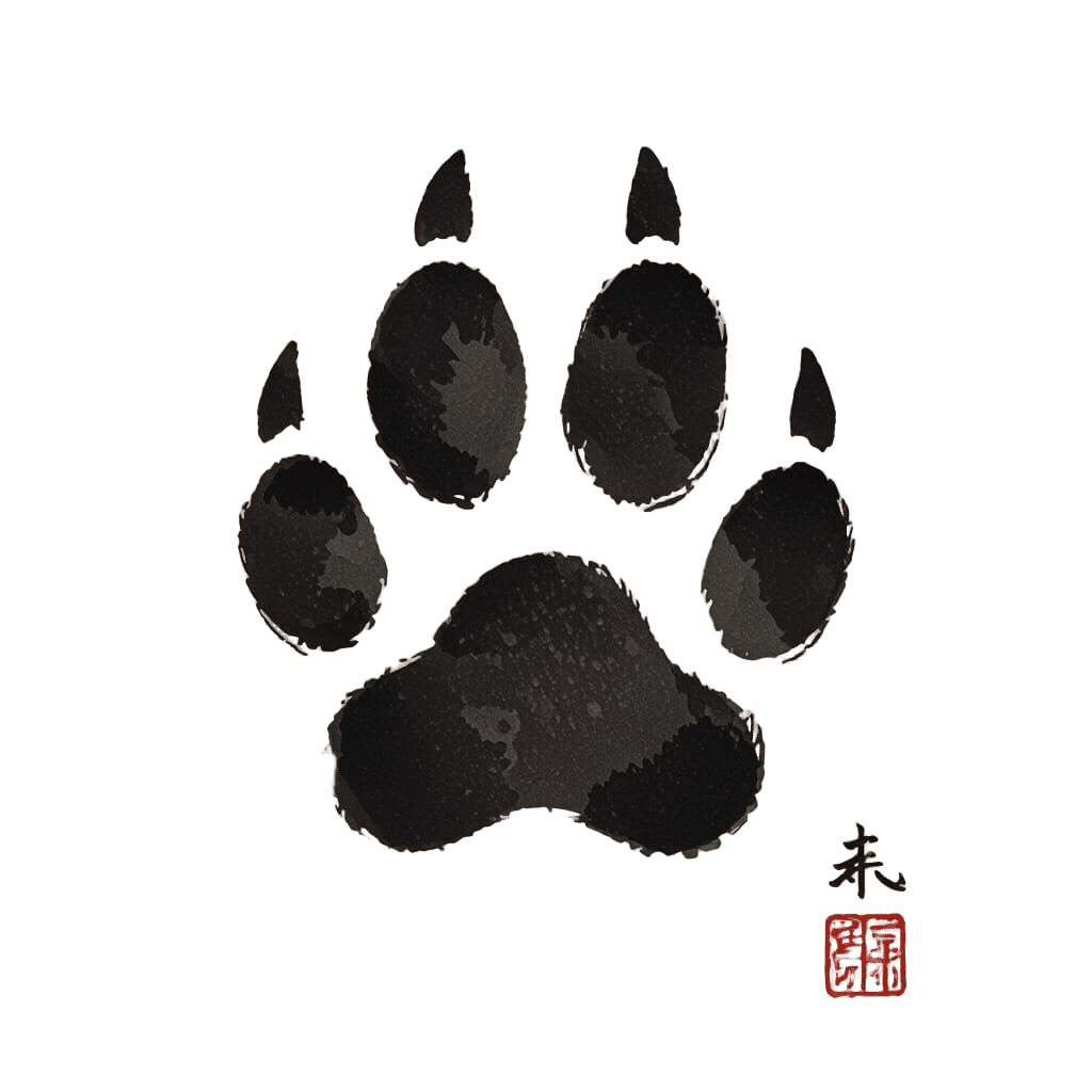 Delicate Paw Print Memorial as Sumi-e Painting