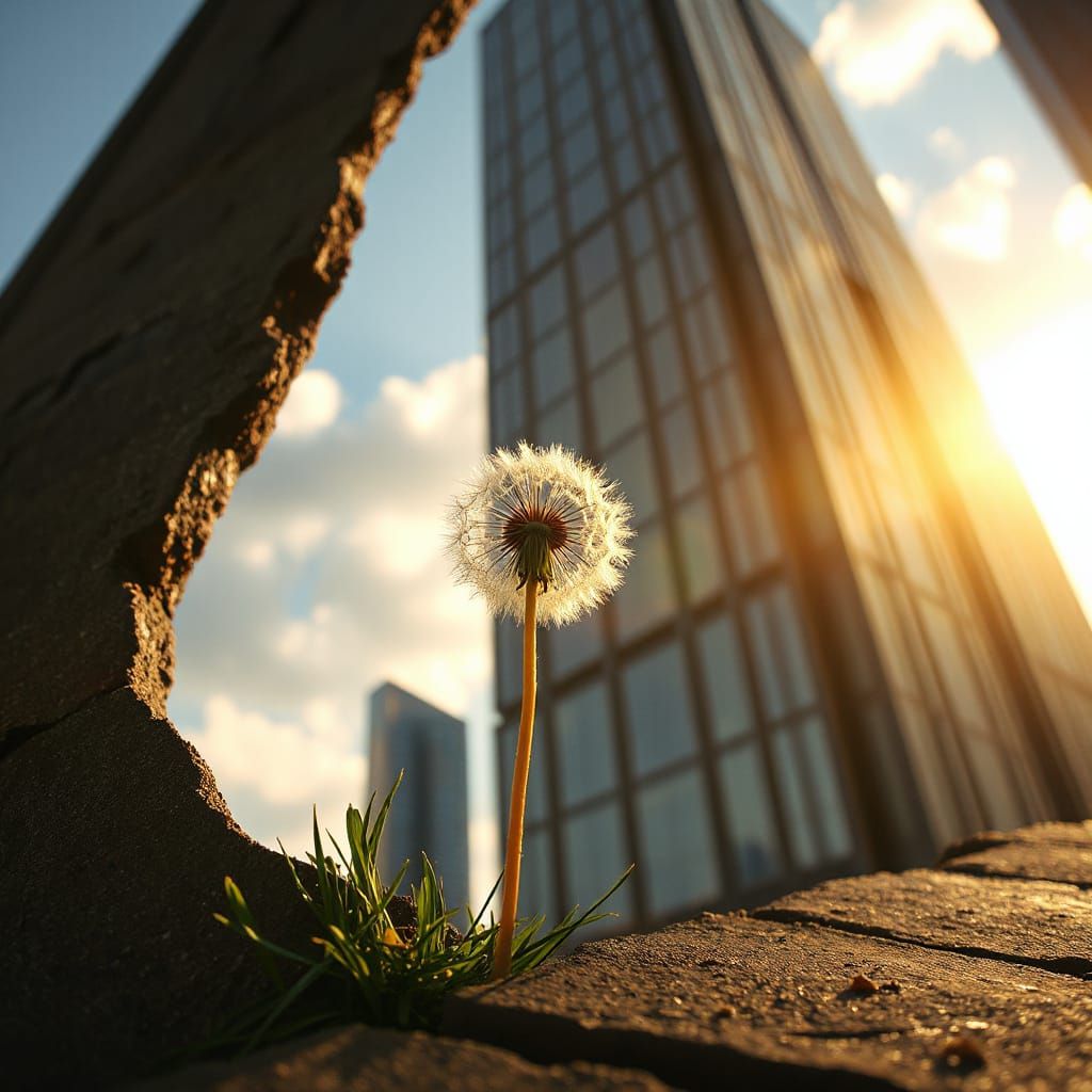 Dandelion's Hope: Futuristic Cinematic Film Still