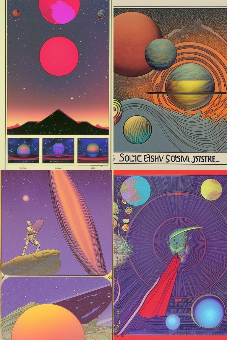 Moebius Style Cosmic Astral Planets
