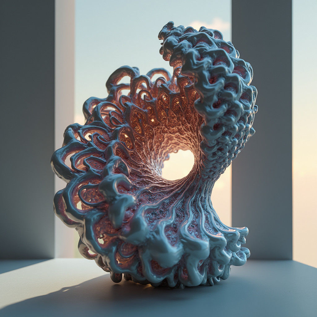 Iridescent Fractal Sculptures in 3D