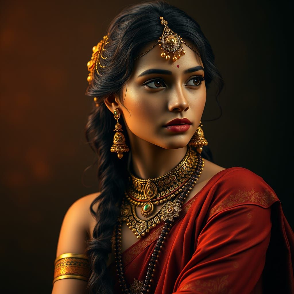 Ethereal Indian Goddess in Golden Splendor
