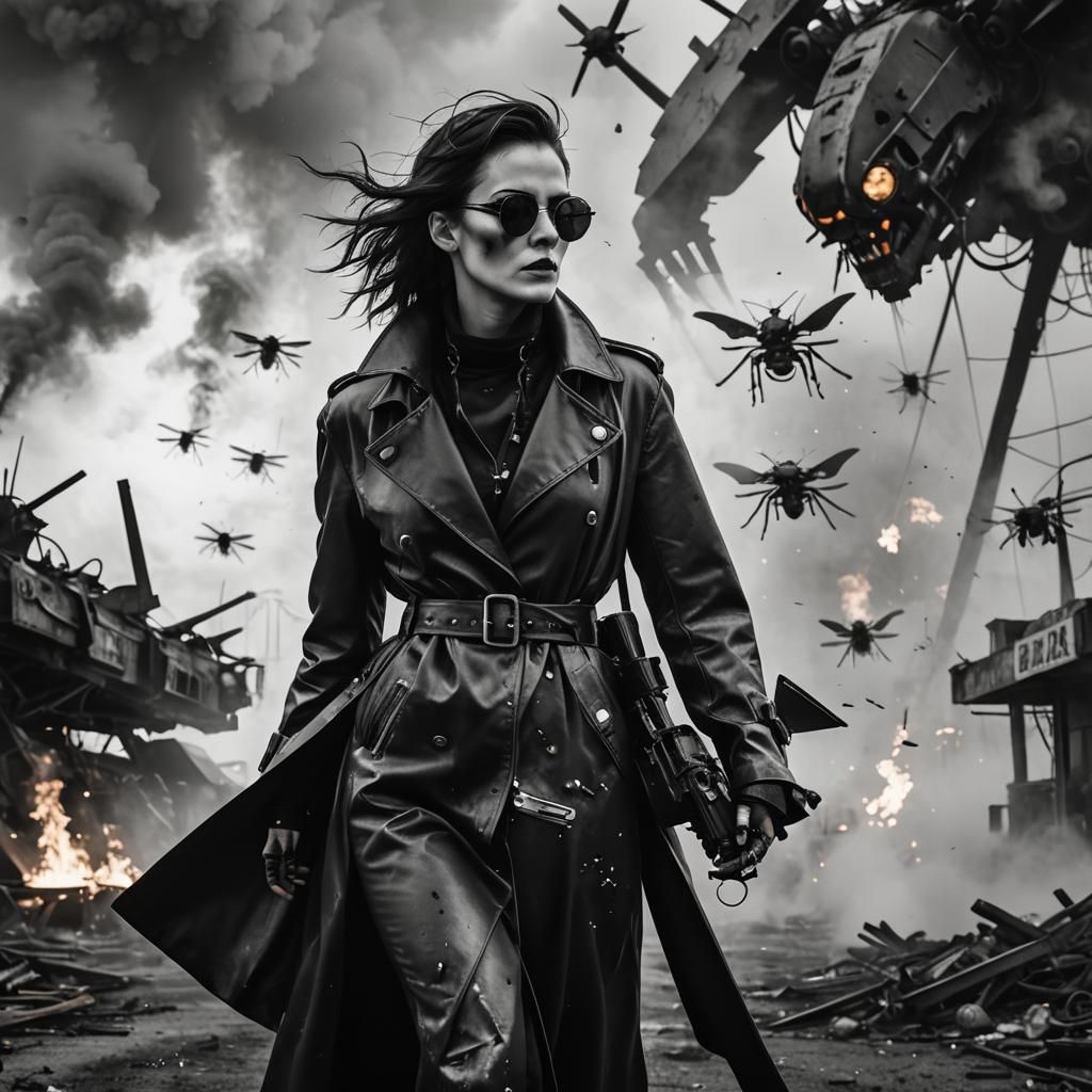 Goth Model in Cyberpunk Post-Apocalyptic Carnival