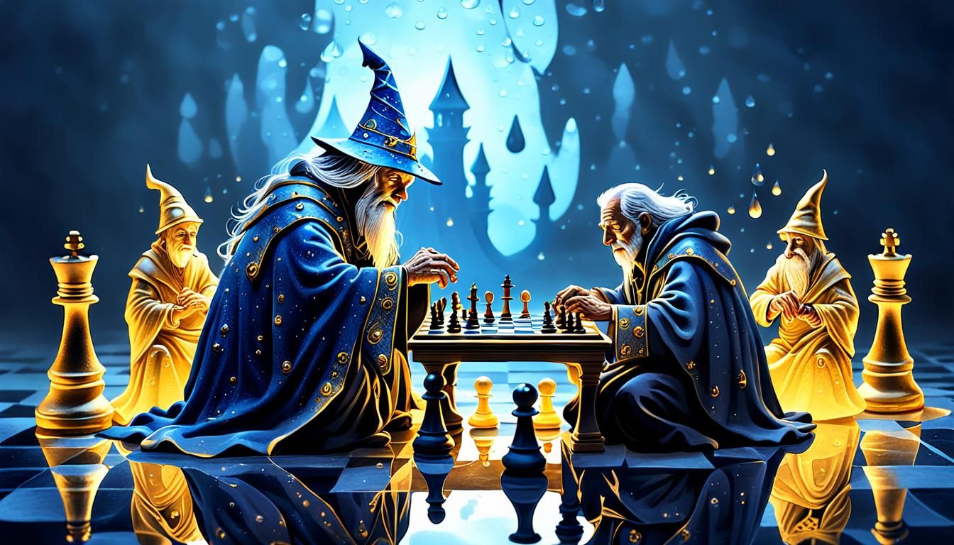 Wizard Chess Game: Dark Fantasy Macro Photography