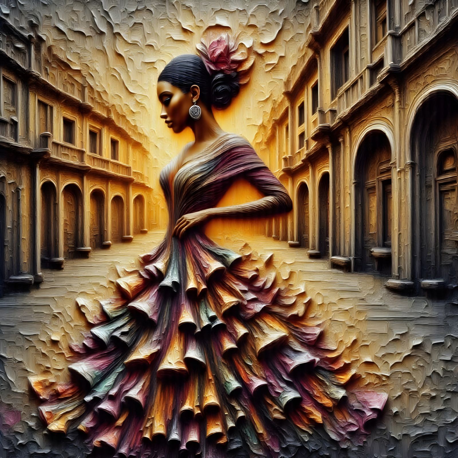 Vibrant Mexican Folk Dancer in Golden Hour Light