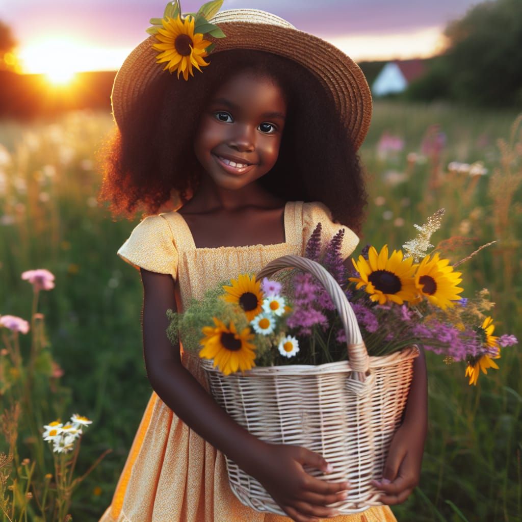 Joyful Young Girl in a Vibrant Summer Meadow