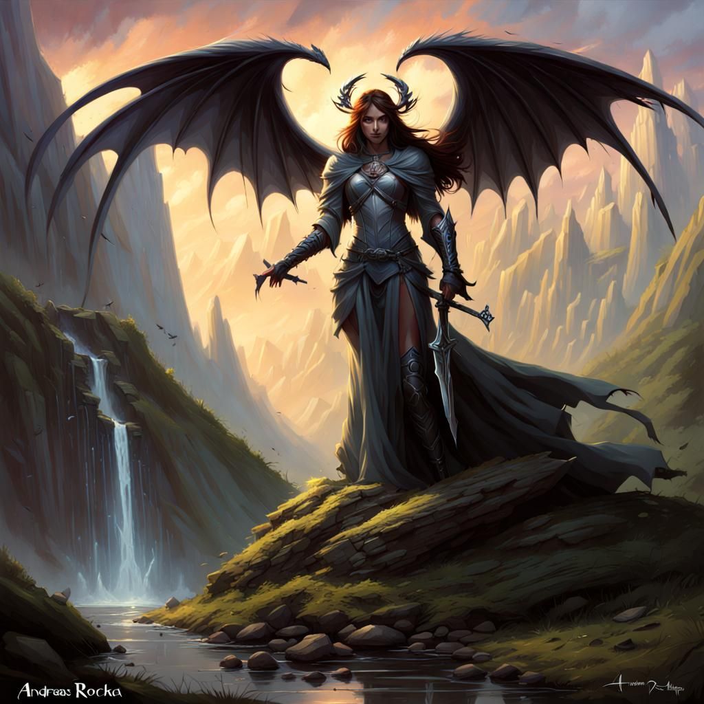 Majestic Dragon in Dark Fantasy Style