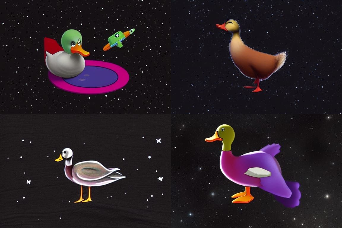 Duck Soaring Through Space