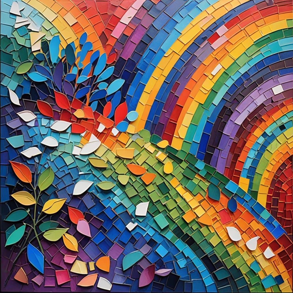 Multicolor Prism Collage with Layered Paper Textures