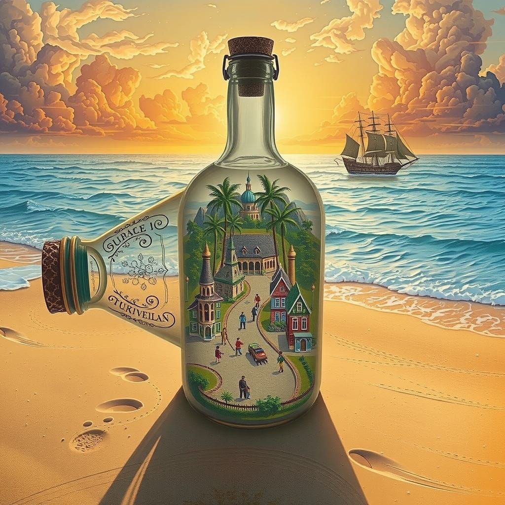 Majestic Galleon Sails Over a Miniature Island Paradise