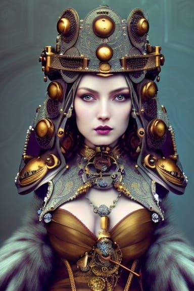 Steampunk Woman Portrait in Detailed Fantasy Art
