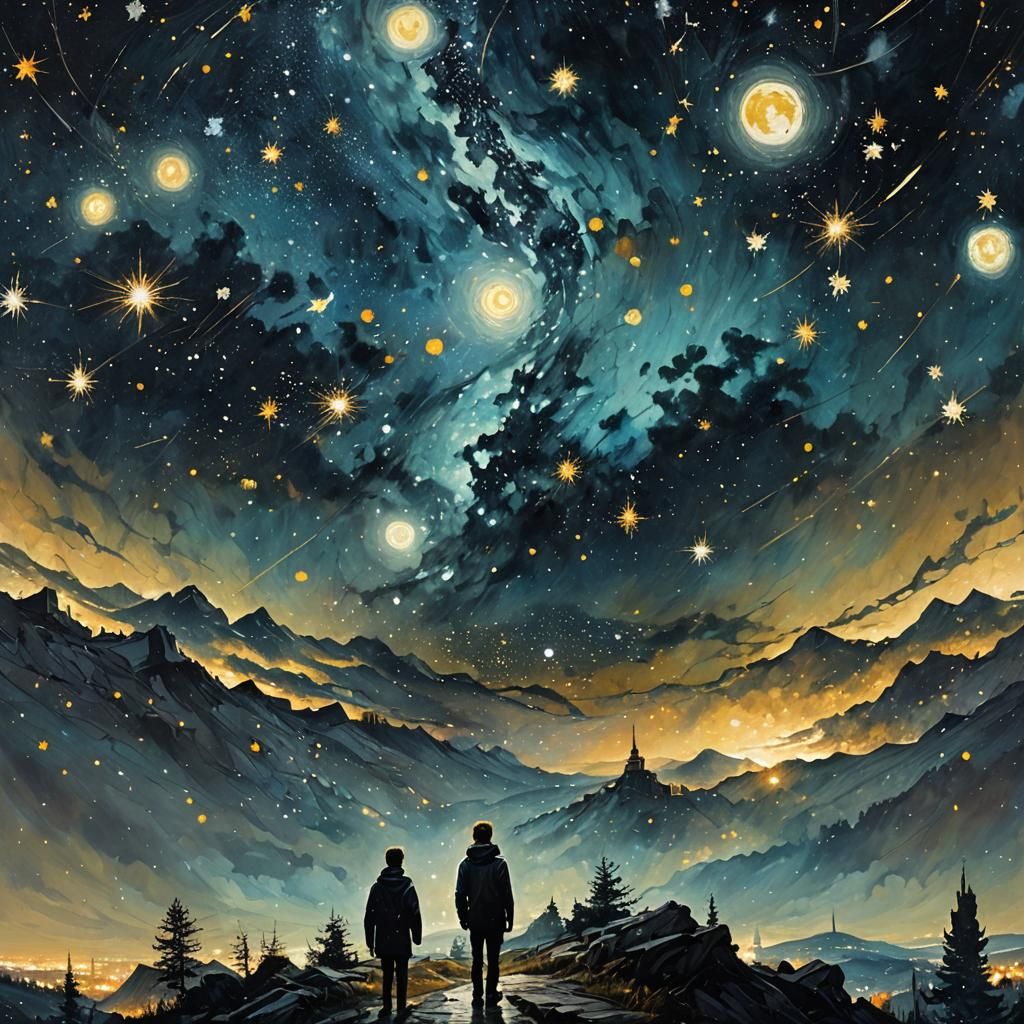 Dramatic Starry Night Sky as Detailed Matte Painting