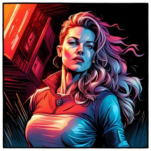 Gangster Soccer Mom in Underground Comic Art Style