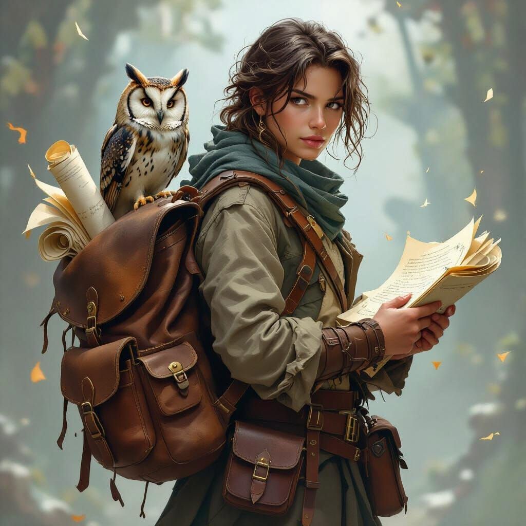Fantasy Adventurer and Owl Companion