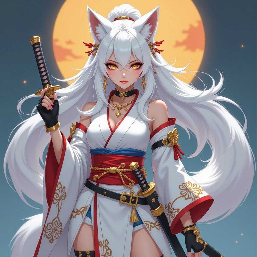 Anime Admiral with Kitsune Ears and Katana