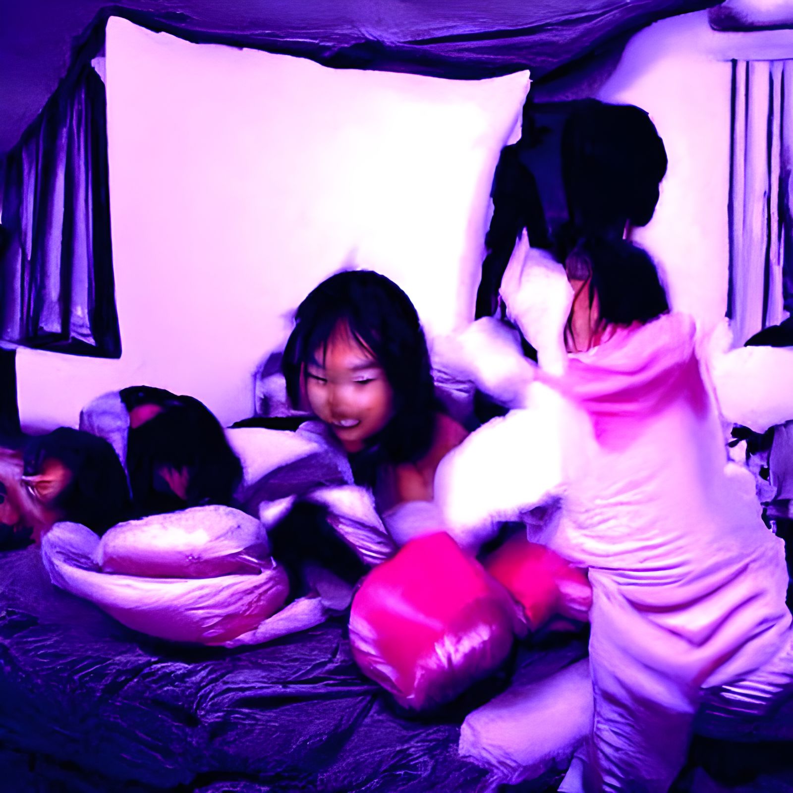 Girls' Slumber Party Pillow Fight, 2000s Aesthetic