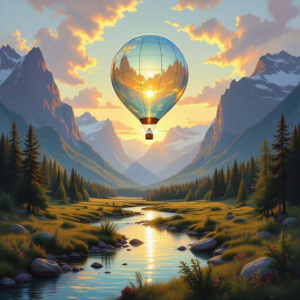 Glass Balloon Over Hidden Valley Landscape