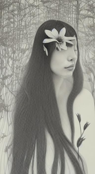 Woman with Narcotic Flower: Etching and Aquatint