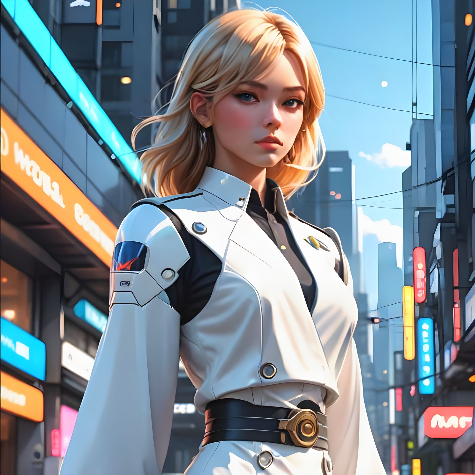 Breathtaking Cel-Shaded Goddess in Stunning White Ensemble