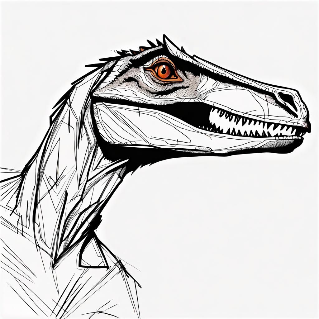 Abstract Velociraptor in Expressive Caricature Style