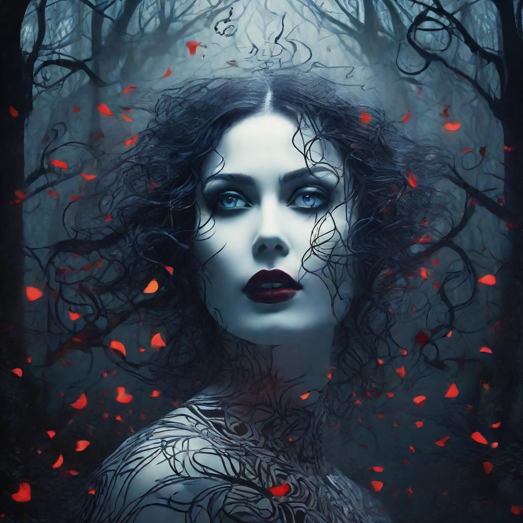 Vampire in Expressionist Forest of Music Notes