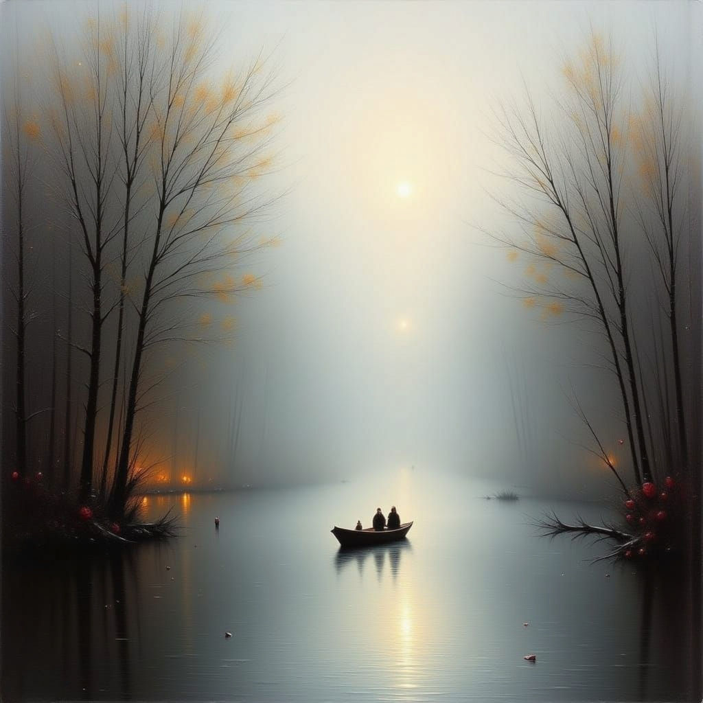 Misty River Scene: Oil Painting in Turner & Friedrich Style