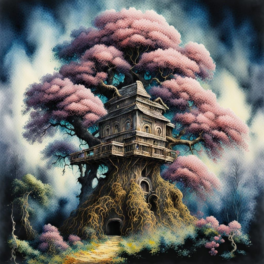 Neon Airbrush Graphic Print in Watercolor Style