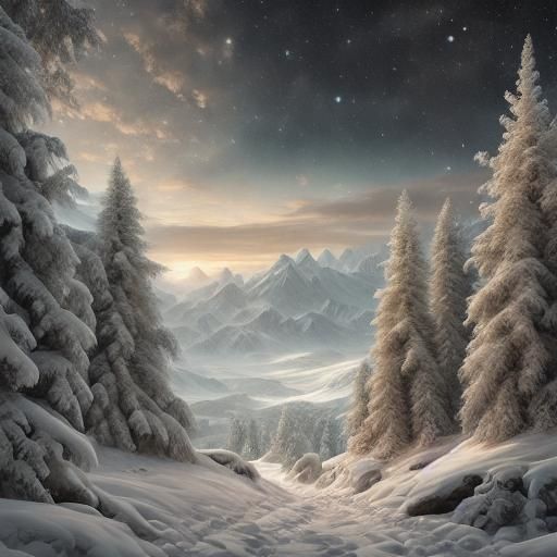 Beige Winter Landscape Illustration with Animated Elements