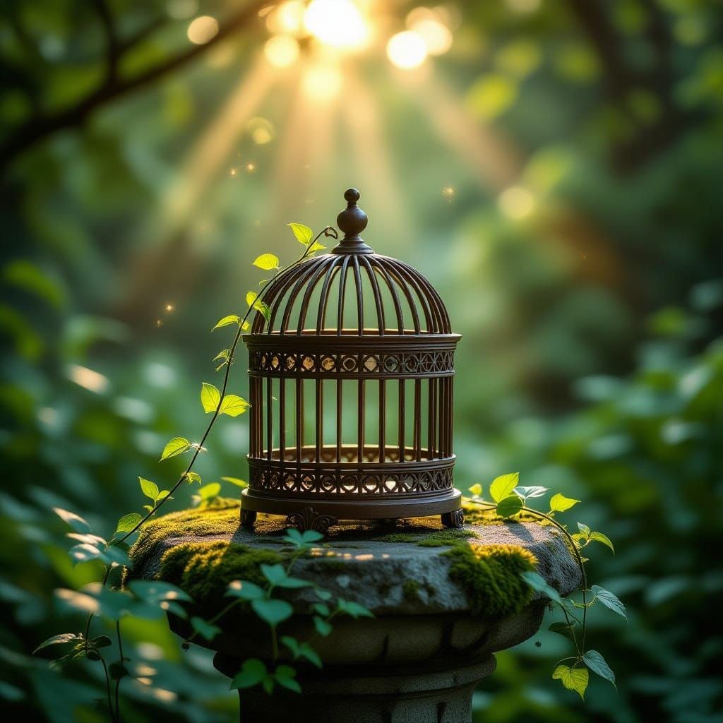 Overgrown Garden Birdcage in Romantic Style