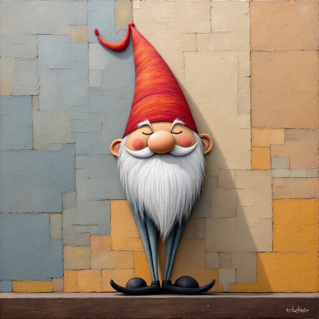Adorable Impasto Gnome in Dramatic Chalk Style