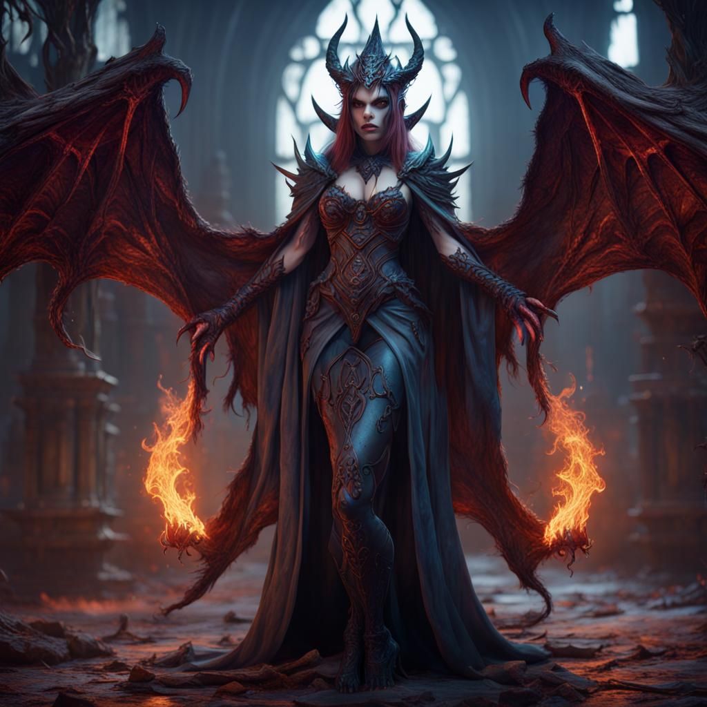 Demonic Sorceress in Detailed Matte Painting