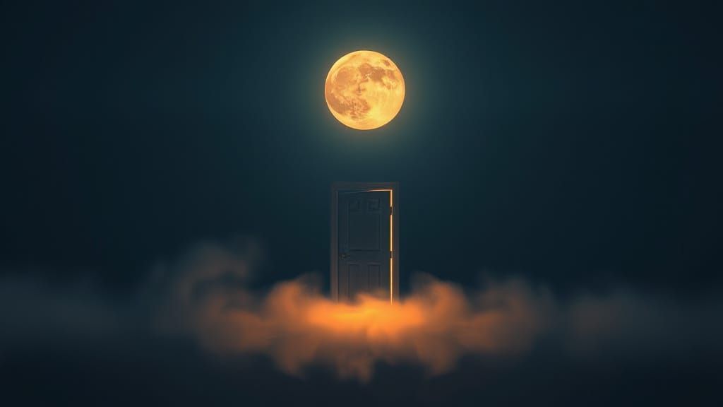 Ethereal Door in Dreamy Night Scene