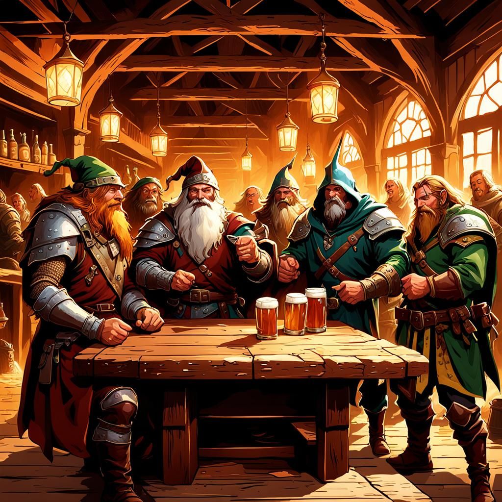 Fantasy Tavern Celebration in Dark Fantasy Concept Art