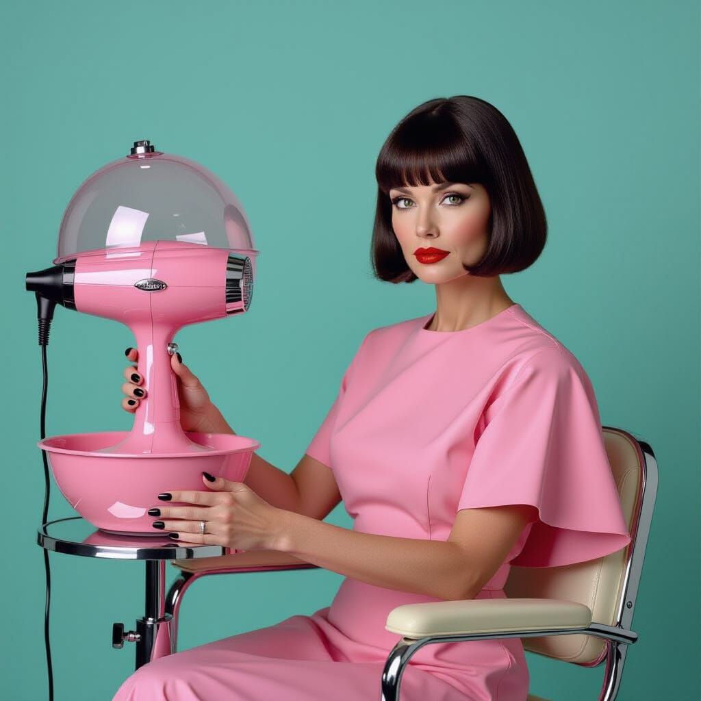 Stern Salon Stylist in Retro 1960s Aesthetic