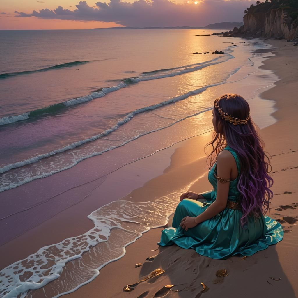 Girl Watching Sunset: Digital Matte Painting