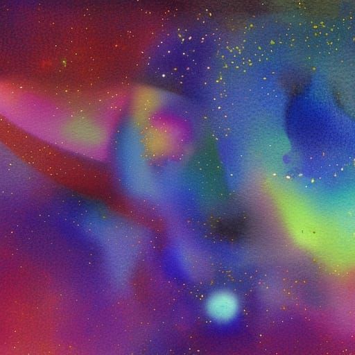 Holographic Astral Cosmic Watercolour Illustration