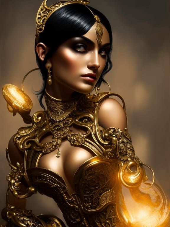 Amputee Princess with Gold Mechanical Arm