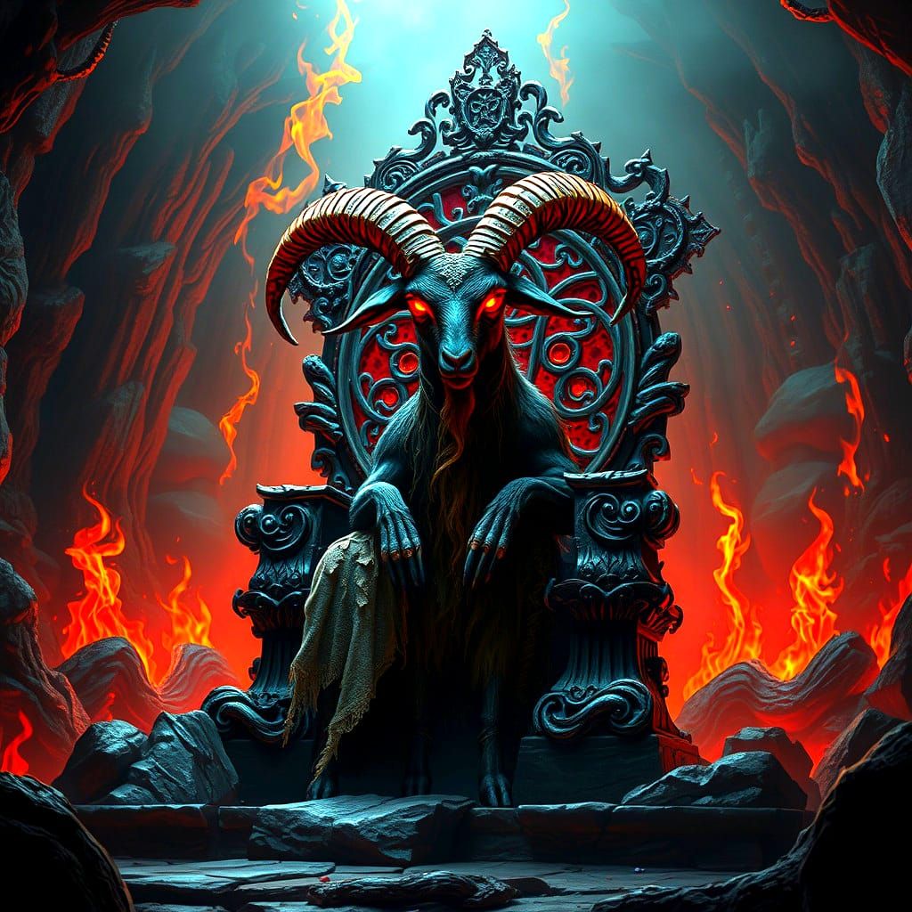 Majestic Goat King in Hellish Underworld